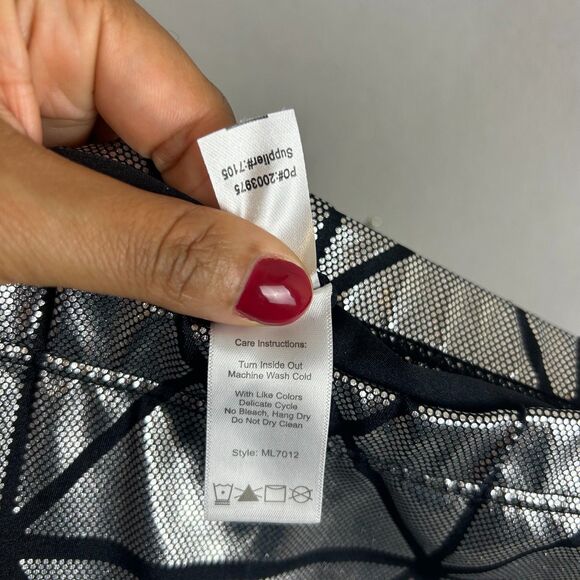 Balera Dance Set Adult Small Silver Geometric Leggings Black Zip Vest Metallic - Picture 11 of 14